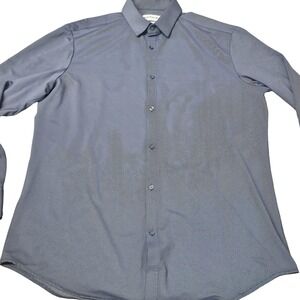 Mizzen Main Shirt Mens 2XL Trim Fit Blue Button Down Performance Stretch Dress